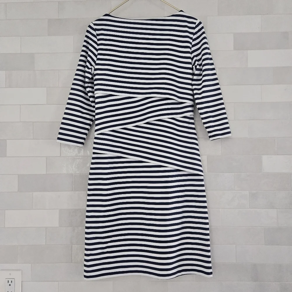 J. McLaughlin Nicola Tiered Layered Wrap Dress 3/4 Sleeve Knee Length Mini Small - Picture 9 of 9
